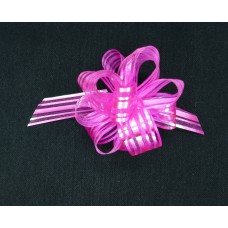 1.25" Wide Pull Bow Ribbon With 14 Loops - Fuchsia Iridescent Solid and Sheer Stripes (Lot of 1 Bow) SALE ITEM